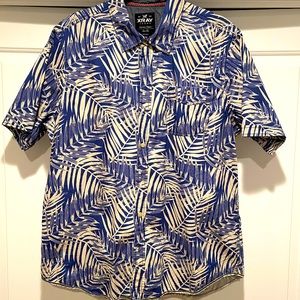 Men’s XRAY Size XL Button down Short sleeve Shirt - Blue/off White